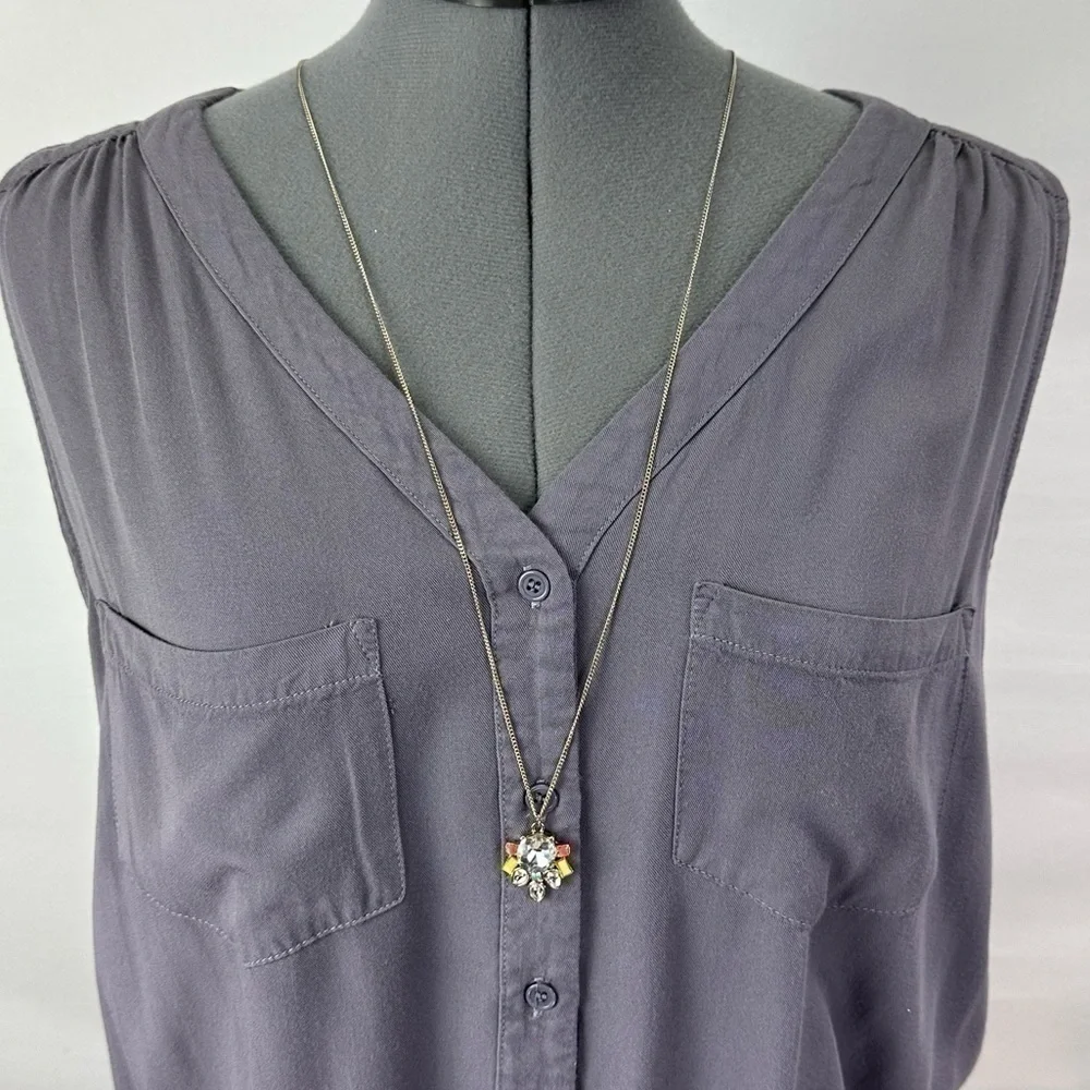 LOFT Silver Tone Necklace with Gem Pendant 33” - Picture 7 of 7